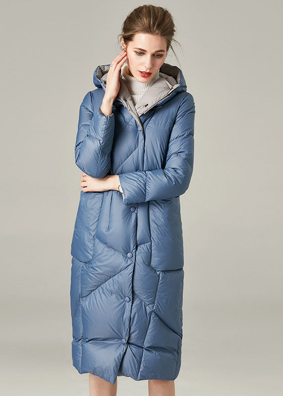  Casual Blue Hooded Pockets Duck Down Down Coat Winter - Down Jackets - DYAVOR® 