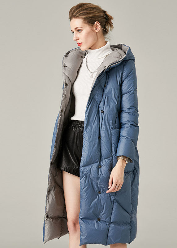  Casual Blue Hooded Pockets Duck Down Down Coat Winter - Down Jackets - DYAVOR® 