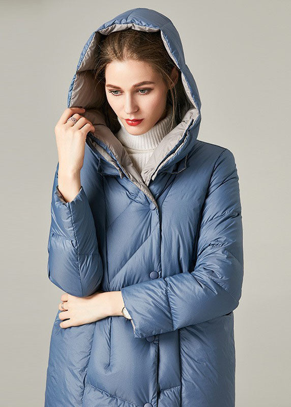  Casual Blue Hooded Pockets Duck Down Down Coat Winter - Down Jackets - DYAVOR® 