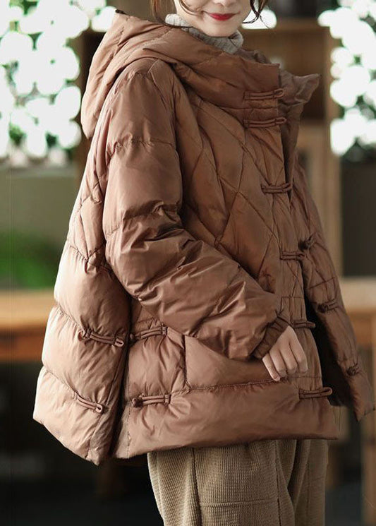  Casual Chocolate Hooded Pockets Fine Cotton Filled Womens Parka Winter - Down Jackets - DYAVOR® 
