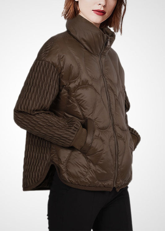  Casual Chocolate Stand Collar Zip Up Thick Duck Down Jackets Winter - Down Jackets - DYAVOR® 