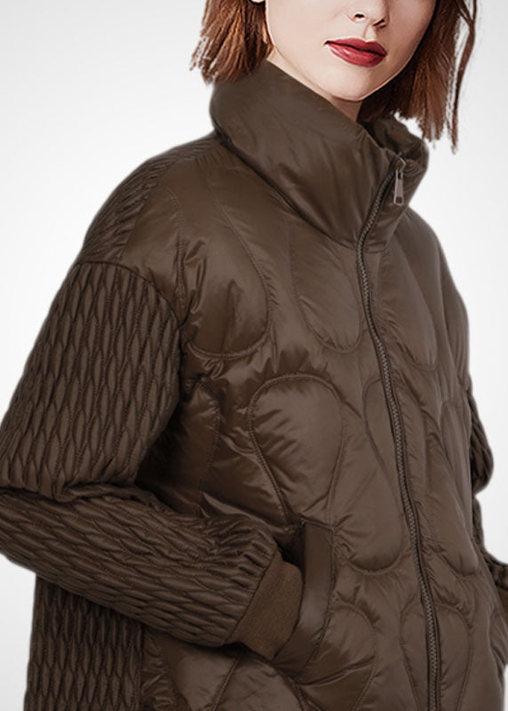  Casual Chocolate Stand Collar Zip Up Thick Duck Down Jackets Winter - Down Jackets - DYAVOR® 