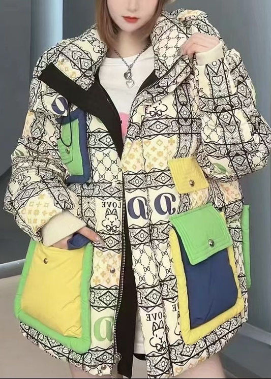  Casual Green Hooded Letter Print Duck Down Down Coat Winter - Down Jackets - DYAVOR® 
