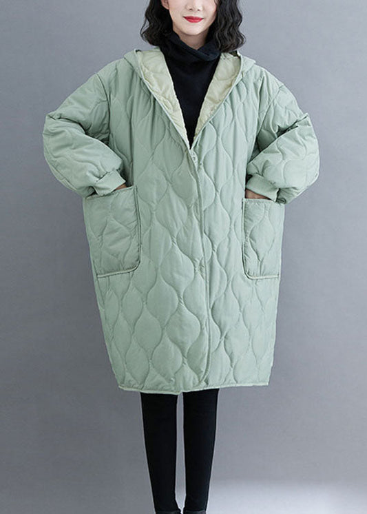 Casual Green Hooded Pockets Fine Cotton Filled Winter parka - Down Jackets - DYAVOR® 