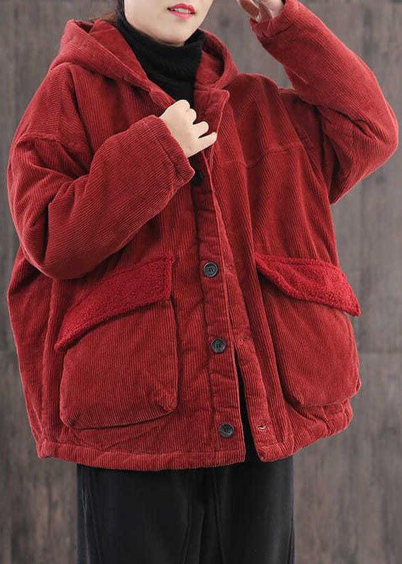  Casual Mulberry Hooded Corduroy Fine Cotton Filled Parka Winter - Down Jackets - DYAVOR® 