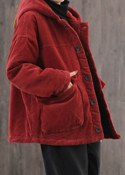  Casual Mulberry Hooded Corduroy Fine Cotton Filled Parka Winter - Down Jackets - DYAVOR® 