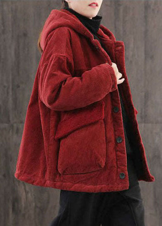  Casual Mulberry Hooded Corduroy Fine Cotton Filled Parka Winter - Down Jackets - DYAVOR® 