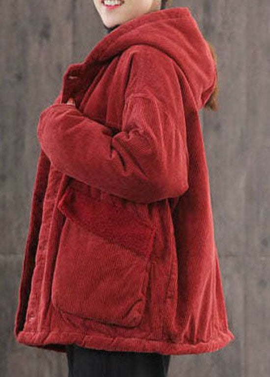  Casual Mulberry Hooded Corduroy Fine Cotton Filled Parka Winter - Down Jackets - DYAVOR® 