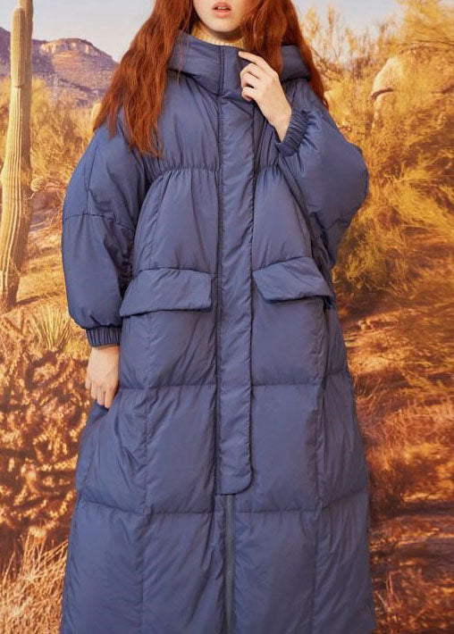  Casual Navy Hooded Pockets Duck Down Winter down coat - Down Jackets - DYAVOR® 