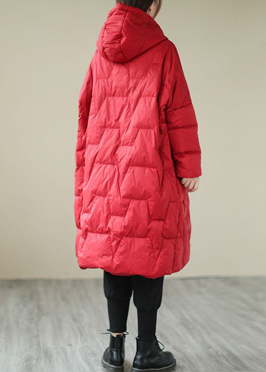 Casual Red Zip Up thick Fine Cotton Filled Coat Winter