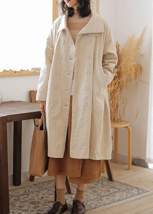  Casual beige Parkas for women plus size warm winter coat double breast pockets winter outwear -  - DYAVOR® 