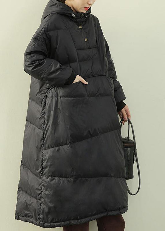  Casual black down coat winter plus size hooded Button Down  coats - Down Jackets - DYAVOR® 
