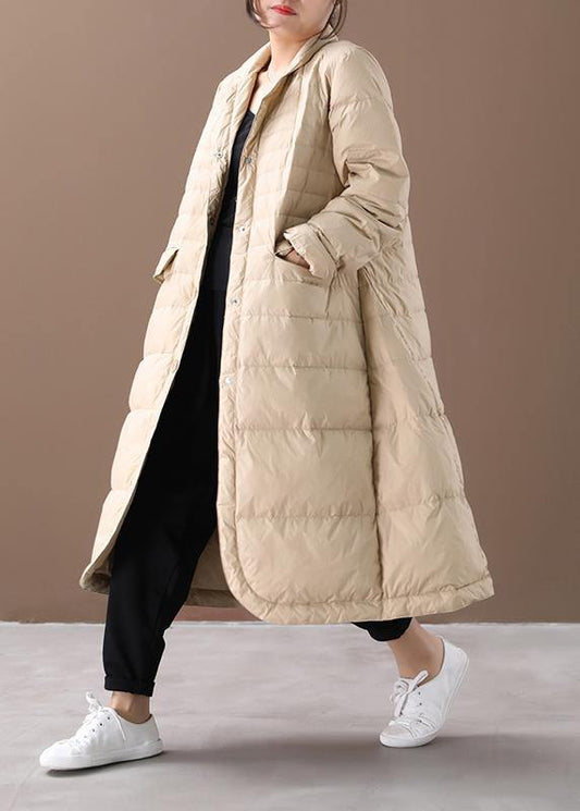  Casual khaki warm winter coat plus size Notched pockets Jackets -  - DYAVOR® 
