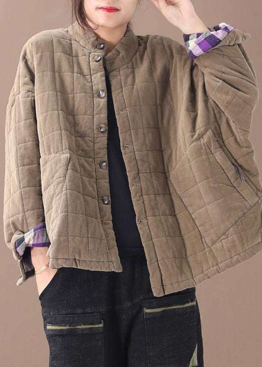  Casual khaki women casual thick stand collar outwear -  - DYAVOR® 