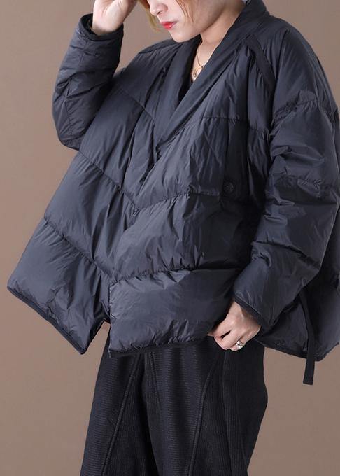  Casual oversize down jacket Winter overcoat black stand collar thick duck down coat -  - DYAVOR® 