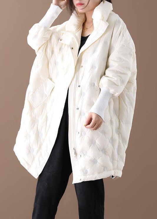  Casual plus size winter jacket winter coats beige stand collar zippered down jacket woman -  - DYAVOR® 