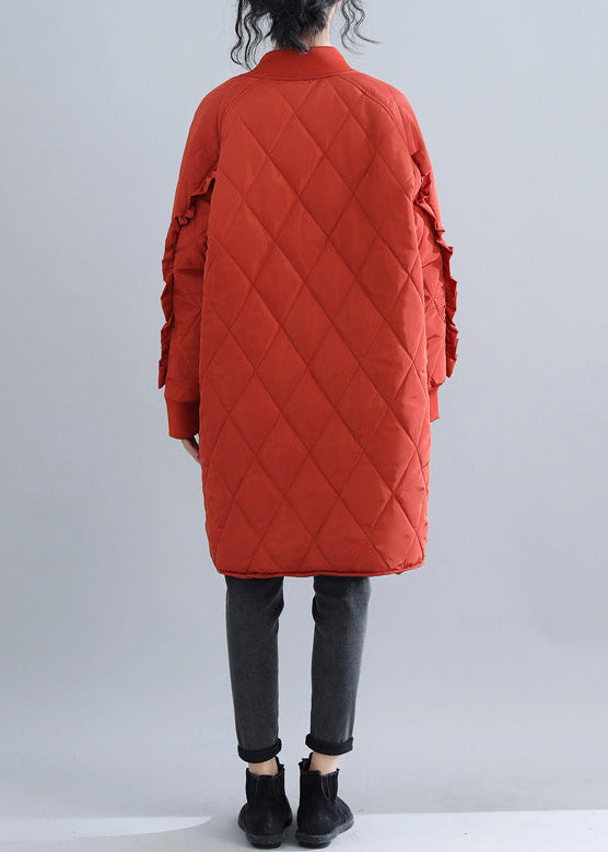  Casual red women parka trendy plus size stand collar Jackets & Coats Luxury ruffles coats -  - DYAVOR® 