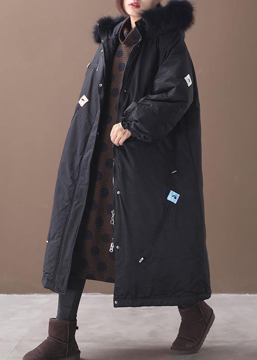  Casual trendy plus size winter coats black hooded thick zippered winter coats -  - DYAVOR® 