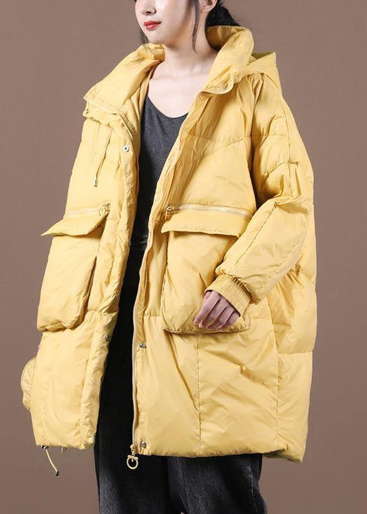  Casual yellow down jacket woman Loose-fitting Winter parka hooded Batwing Sleeve Casual coats -  - DYAVOR® 