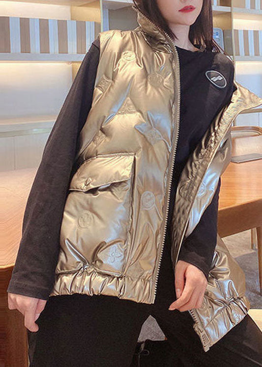 Champagne Zip Up Pockets Duck Down Winter down vest - vests - DYAVOR® 