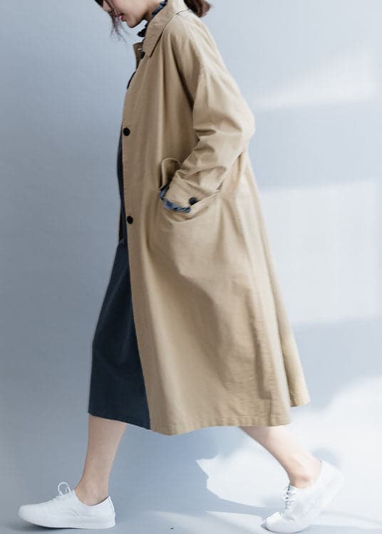  Chic Blue Peter Pan Collar Button Cotton trench coats Spring - Trench coats - DYAVOR® 