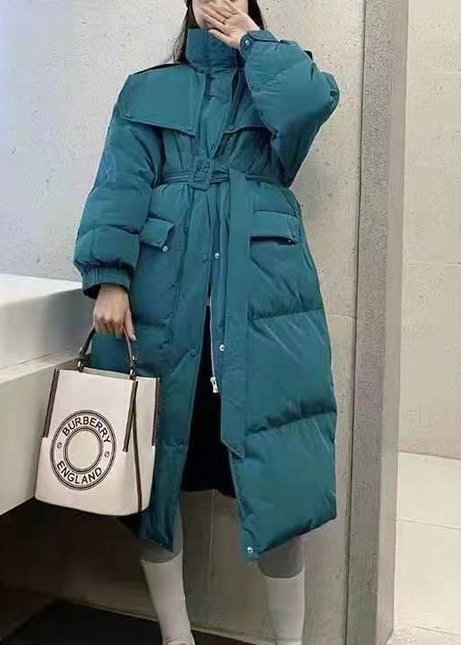  Chic Blue Stand Collar zippered Long Puffer Jacket Down Coat - Down Jackets - DYAVOR® 