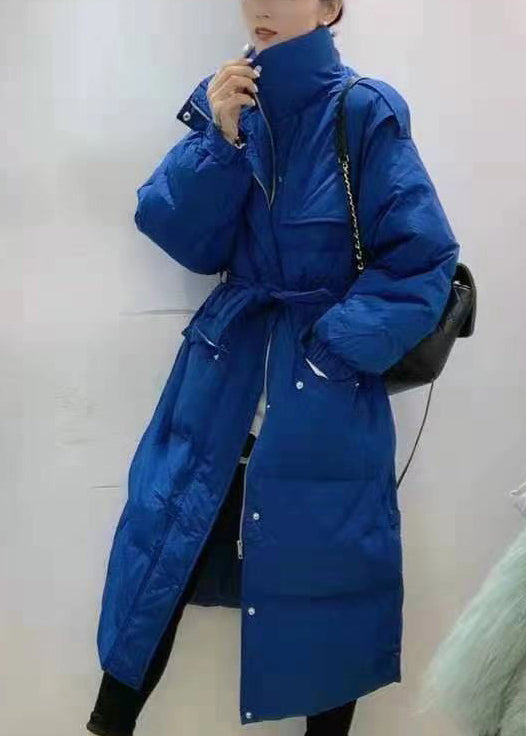  Chic Blue Stand Collar zippered Long Puffer Jacket Down Coat - Down Jackets - DYAVOR® 