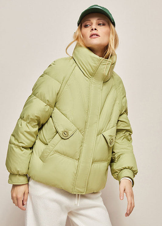 Chic Green Stand Collar Zip Up Separable Duck Down Puffer Jacket Winter - Down Jackets - DYAVOR® 