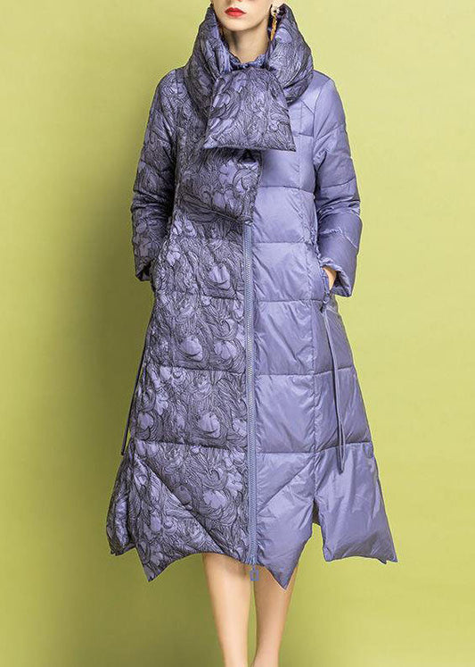  Chic Purple Embroideried asymmetrical design Fine Cotton Filled Parkas Winter - Down Jackets - DYAVOR® 