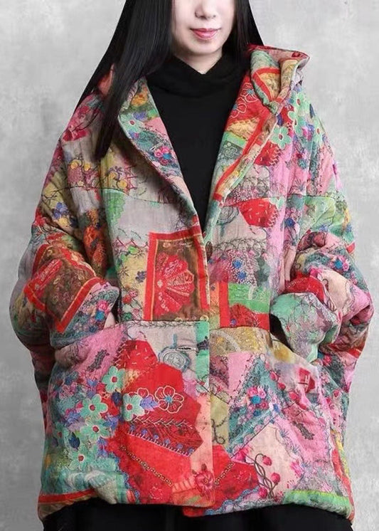  Chic Red Loose hooded Pockets Winter Cotton Puffer Jacket - Down Jackets - DYAVOR® 
