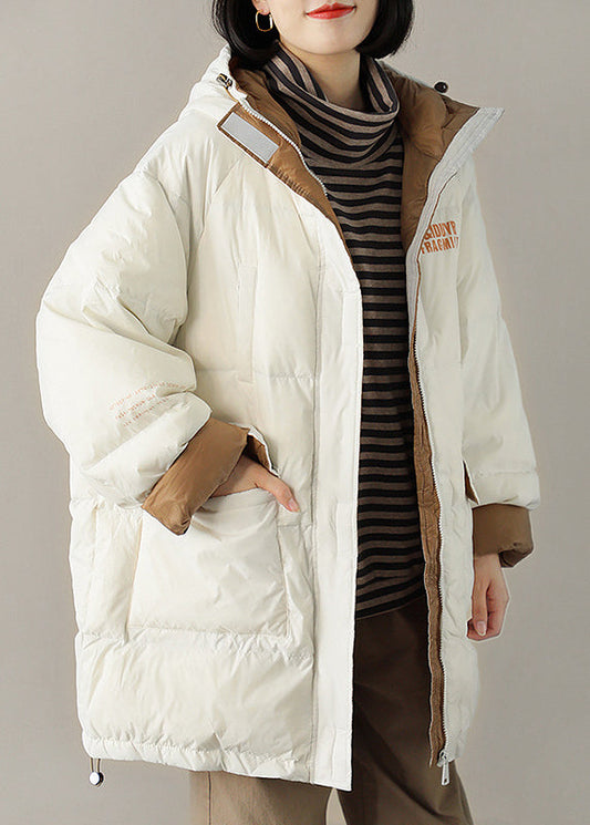  Chic White hooded Pockets Casual Winter Down Coat - Down Jackets - DYAVOR® 