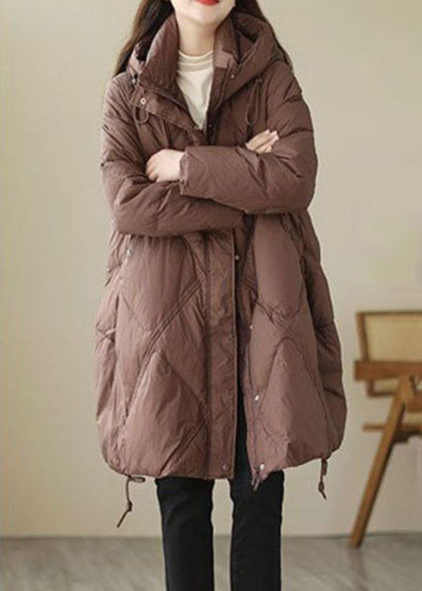  Classy Coffee Hooded Zip Up Oversized Duck Down Down Jacket Winter - Down Jackets - DYAVOR® 