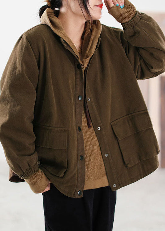  Classy Chocolate Ruffled Fine Cotton Filled Jackets Winter - Down Jackets - DYAVOR® 