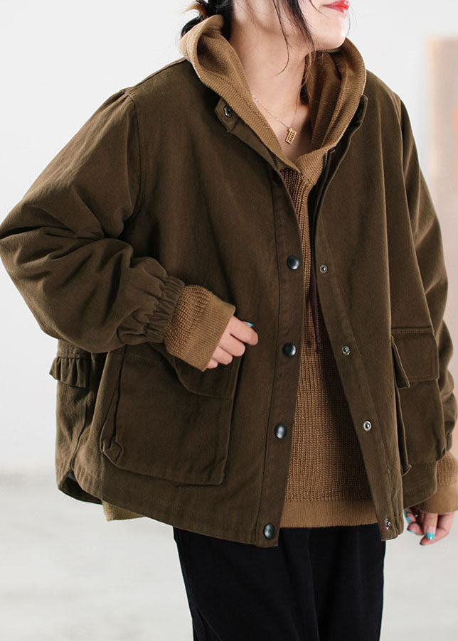  Classy Chocolate Ruffled Fine Cotton Filled Jackets Winter - Down Jackets - DYAVOR® 