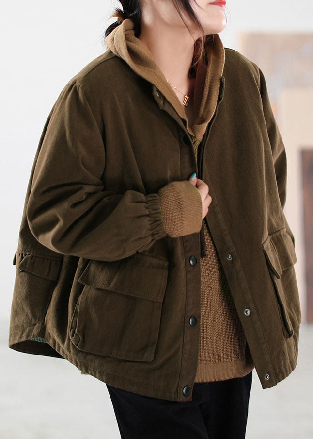  Classy Chocolate Ruffled Fine Cotton Filled Jackets Winter - Down Jackets - DYAVOR® 