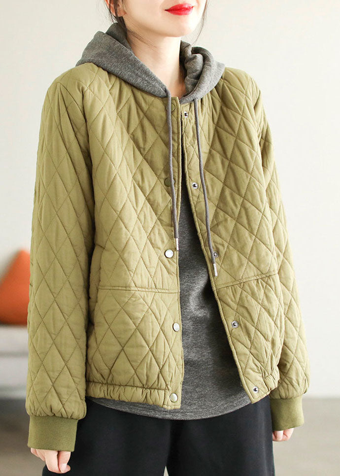  Classy Green Stand Collar Pockets Side Open Fine Cotton Filled Parka Jacket Winter - Down Jackets - DYAVOR® 