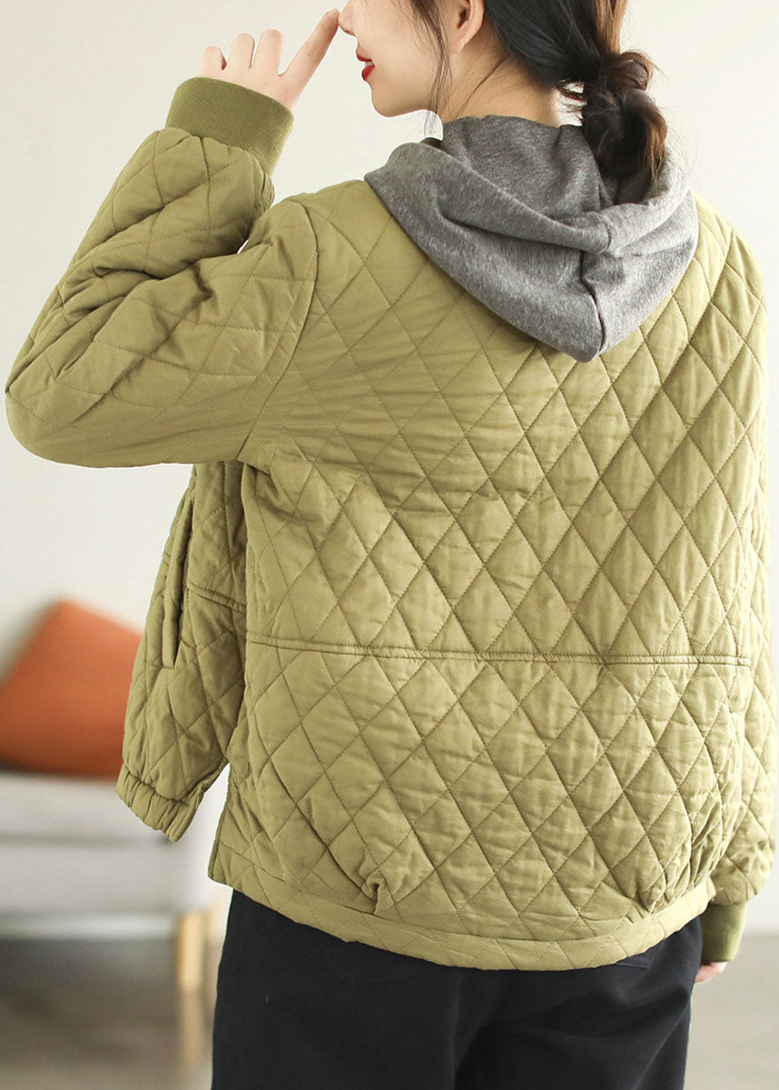  Classy Green Stand Collar Pockets Side Open Fine Cotton Filled Parka Jacket Winter - Down Jackets - DYAVOR® 
