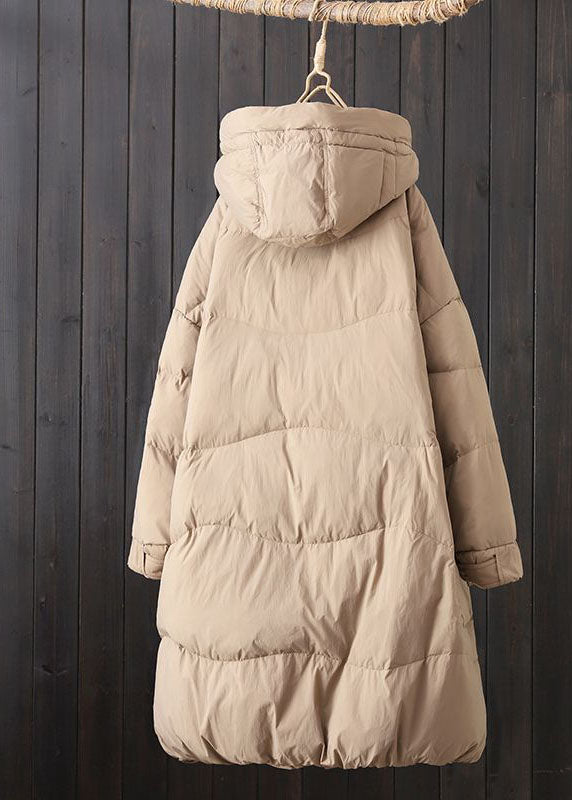  Classy Khaki Hooded Drawstring Pockets Duck Down Puffers Jackets Winter - Down Jackets - DYAVOR® 