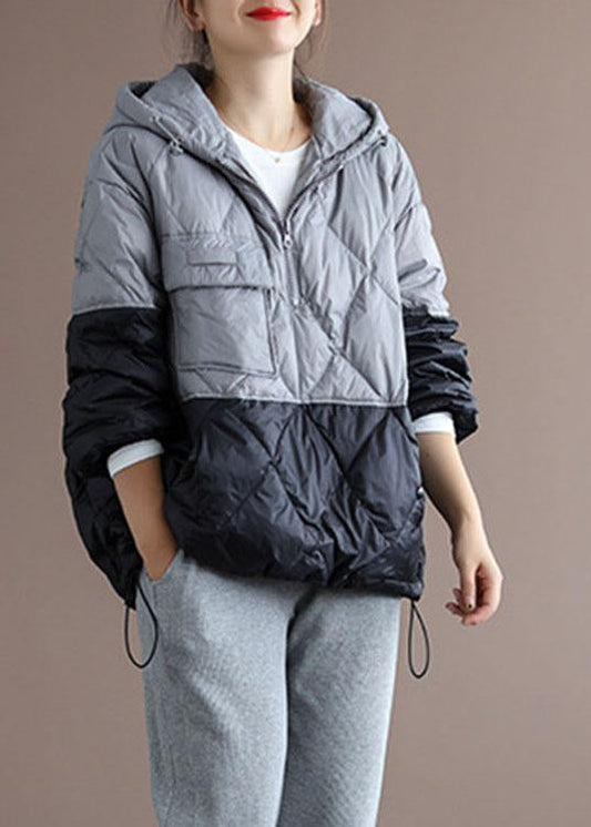 Grey zippered Pockets Duck Down Coat Winter Down Jacket - Down Jackets - DYAVOR® 