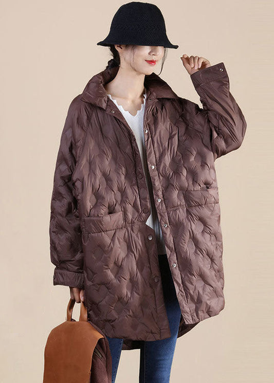  Chocolate Duck Down Canada Goose Jacket Stand Collar Pockets Winter - Down Jackets - DYAVOR® 