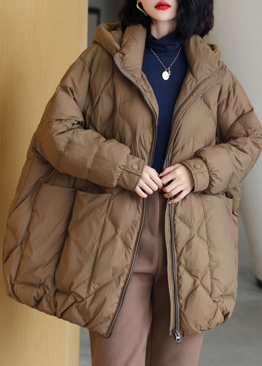  Chocolate Thick Duck Down Puffer Jacket Hooded Pockets Winter - Down Jackets - DYAVOR® 
