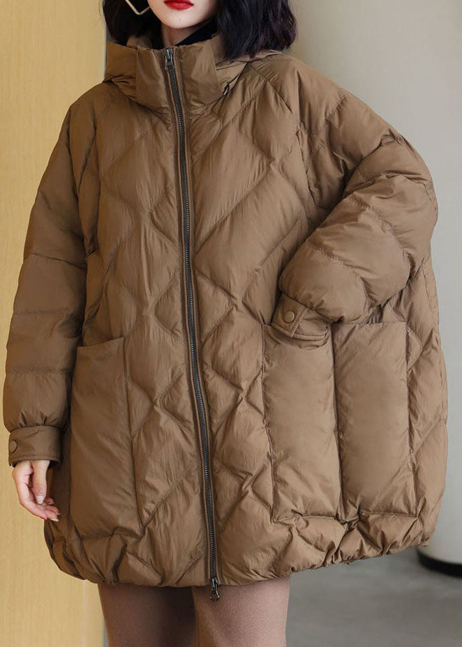  Chocolate Thick Duck Down Puffer Jacket Hooded Pockets Winter - Down Jackets - DYAVOR® 