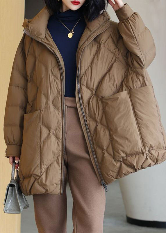  Chocolate Thick Duck Down Puffer Jacket Hooded Pockets Winter - Down Jackets - DYAVOR® 