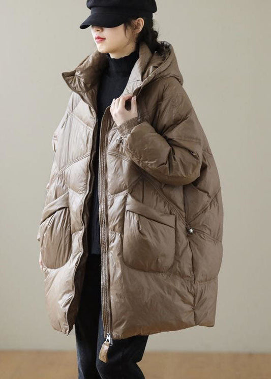  Chocolate Trendy Duck Down Down Coats Zip Up Pockets Winter - Down Jackets - DYAVOR® 