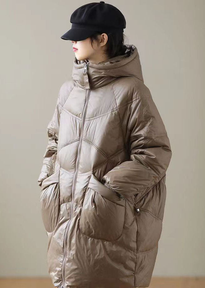  Chocolate Trendy Duck Down Down Coats Zip Up Pockets Winter - Down Jackets - DYAVOR® 