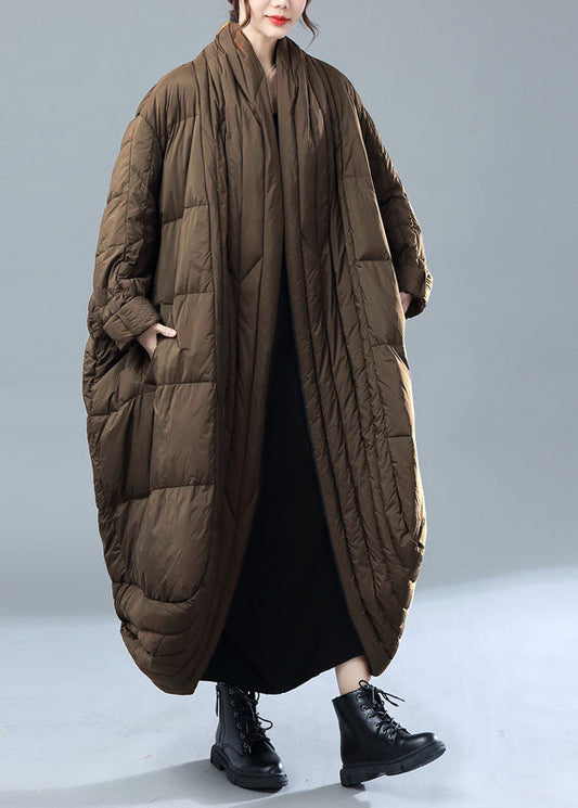  Chocolate Warm Duck Down Women Witner Coats Side Open - Down Jackets - DYAVOR® 