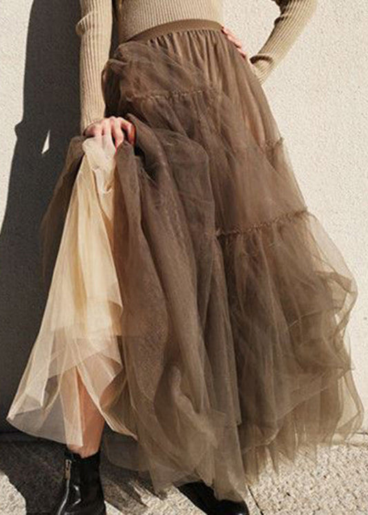  Chocolate fashion Patchwork Tulle Skirts Spring - Skirts - DYAVOR® 