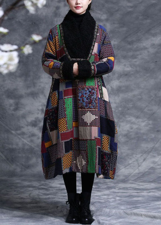  Colorblock Plaid Fine Cotton Filled A Line Dresses Teddy Faux Fur Collar Winter - Down Jackets - DYAVOR® 