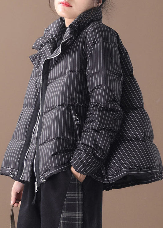  DIY Black Striped zippered Button Winter Duck Down Coats - Down Jackets - DYAVOR® 