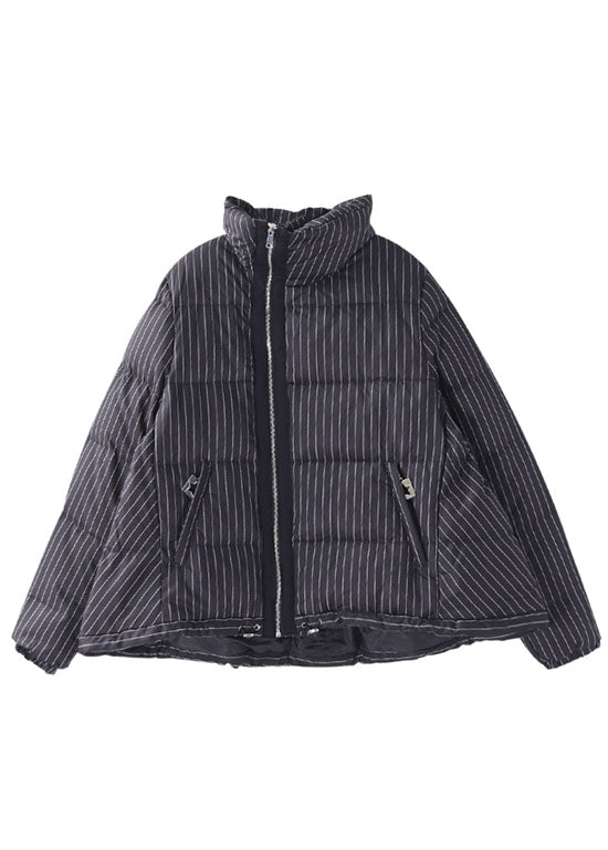  DIY Black Striped zippered Button Winter Duck Down Coats - Down Jackets - DYAVOR® 